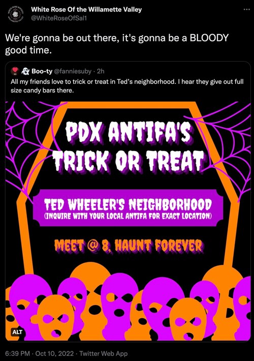 "Inquire with your local Antifa for exact location"

#Antifa in Portland, Ore. have announced plans ...