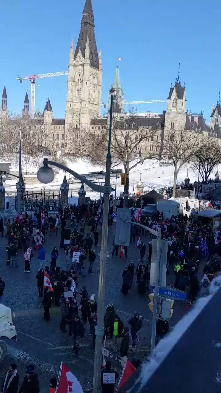 Update: Trucks stopped for as long as you can see in downtown Ottawa, internet is very slow and dron...