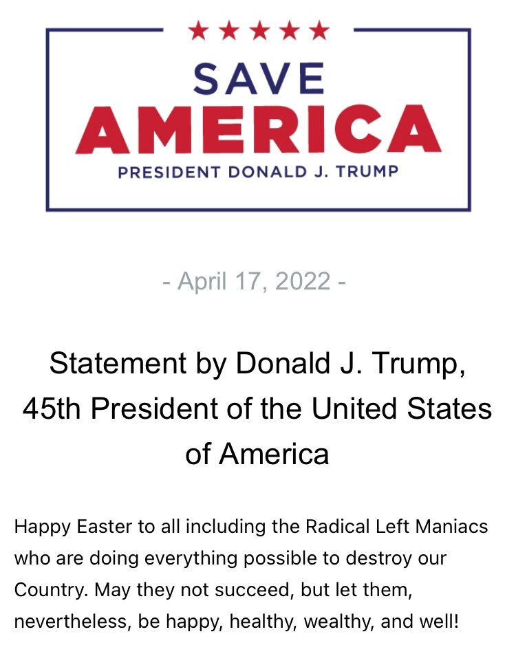 Happy Easter from President Trump