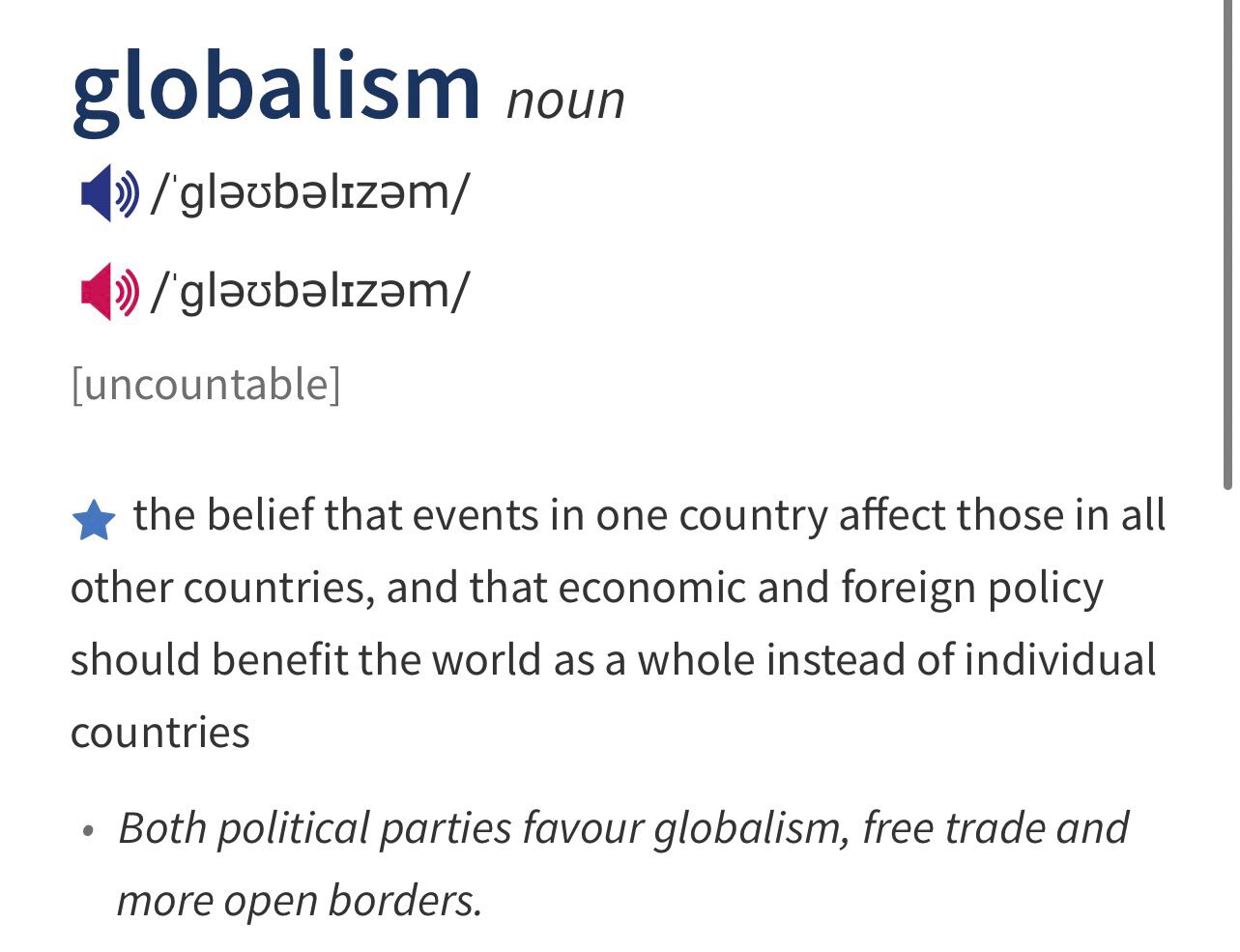 Many on the left are willfuly misinterpreting the word “globalist”. Send them this definition.