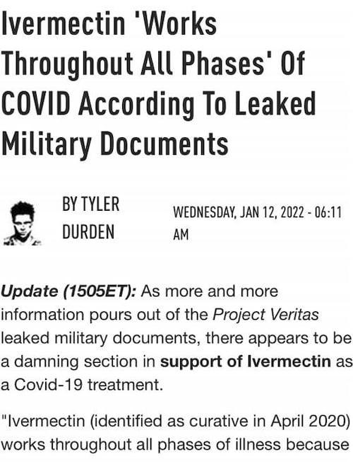 Knowing how effective Ivermectin is for covid, did the military watch many people die of covid and d...