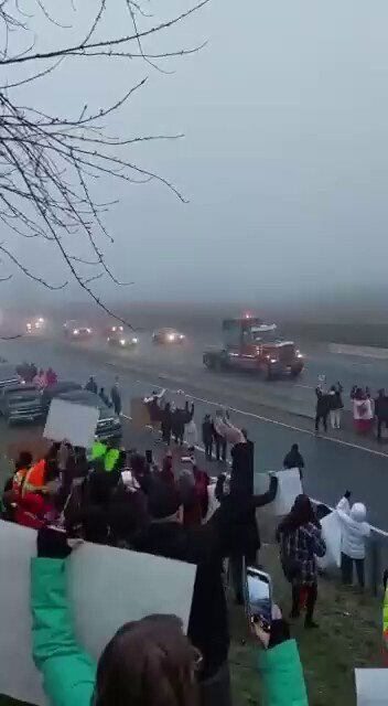 NEW - Truckers are driving across Canada in a large caravan to protest vaccine mandates and people a...