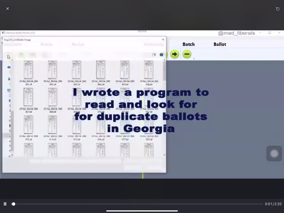 The amazing #MadLiberal wrote a program to read and look for duplicate ballots in Georgia and this i...