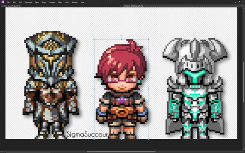 A lady and her two knights. 👀
(Recolored some portraits from an asset pack to use for my game. And ...