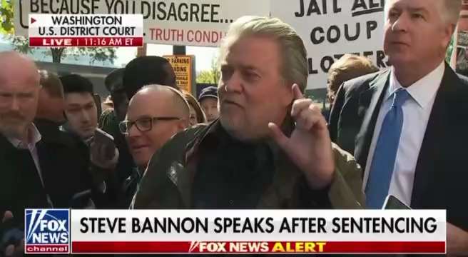 Bannon speaks outside courtroom after sentence