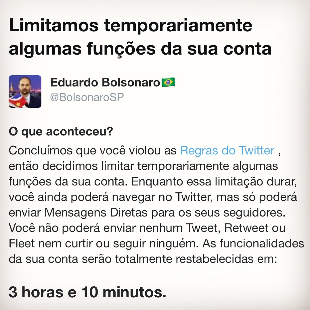 Não sei o motivo, mas acabo de ter meus direitos reduzidos no Twitter. Talvez eu possa até estar err...