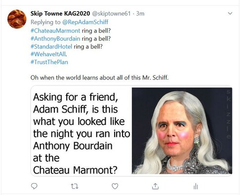Will we ever get the answers about #adamschiff 
and #anthonybourdain
and #chateaumarmont
and the $7M...