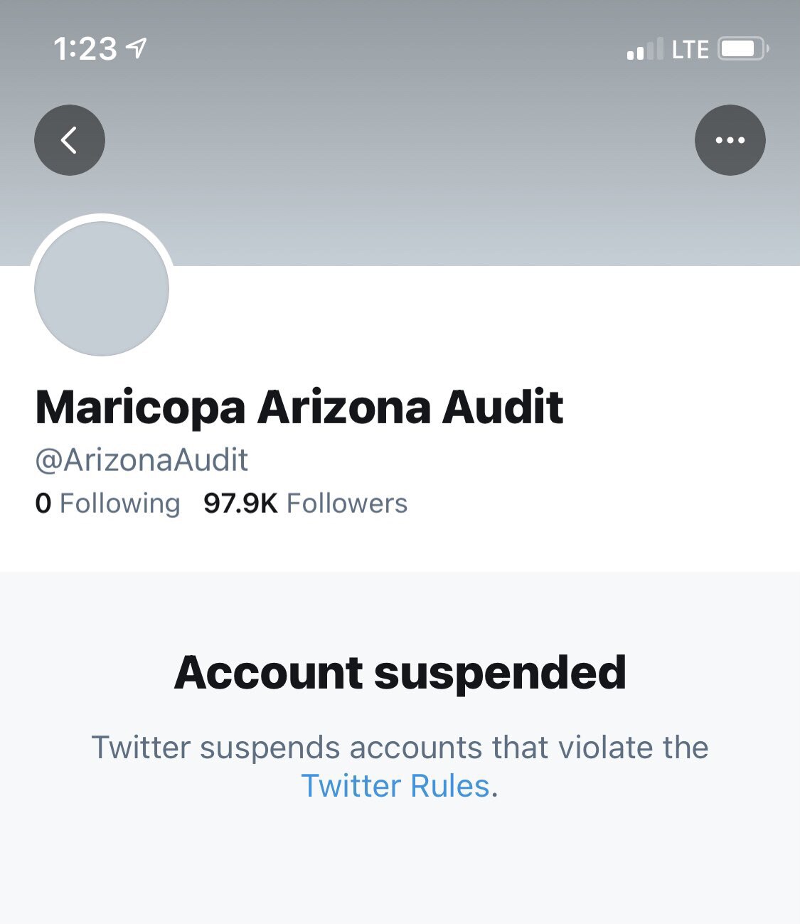 ÚLTIMO MINUTO:

Twitter acaba de SUSPENDER las cuentas oficiales de las AUDITORÍAS ELECTORALES DE #A...