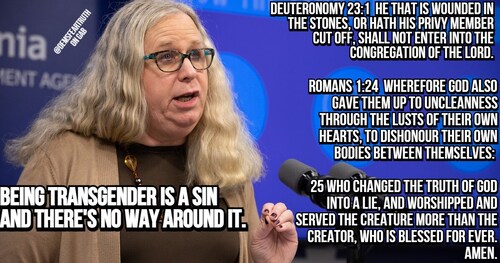 #transgenders can't be #christian , they aren't even allowed into the church.