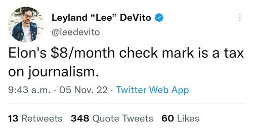 Blue check marks for journalists are a human right.