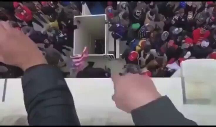 Birds Eye view of Antifa busting through the windows on Jan 6  

