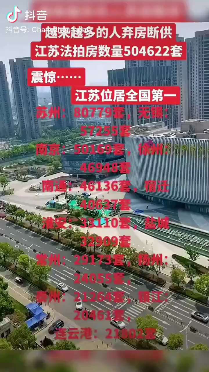 中共国越来越多的人弃房断供，而经济发达的江苏法拍房达到了504622套，位居全国第一 #房地产崩盘  #经济危机 