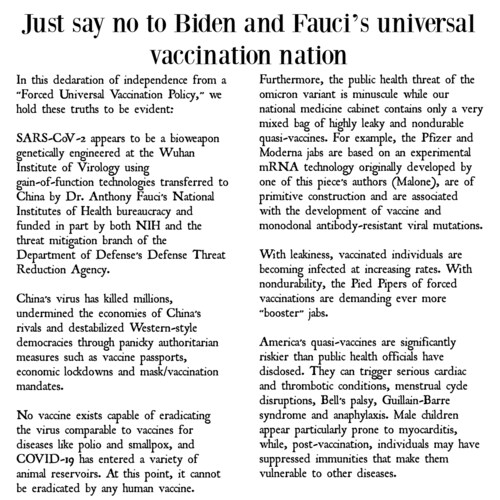 https://www.washingtontimes.com/news/2022/jan/12/just-say-no-to-biden-and-faucis-universal-vaccinat/