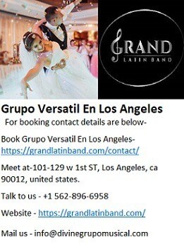 Hire Grand Grupo Versatil En Los Angeles at best price.
Grand Latin band is the best Latin band avai...
