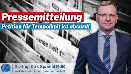 Spaniel: „#Petition für #Tempolimit ist absurd“

Berlin, 27. April 2022

Der verkehrspolitische Spre...