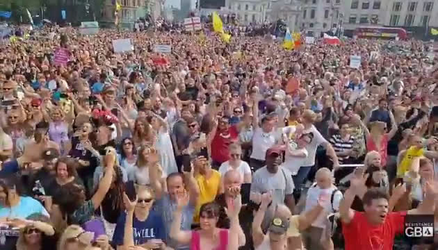 Hundreds of thousands singing 'you'll never walk alone' in central London as the world unites agains...