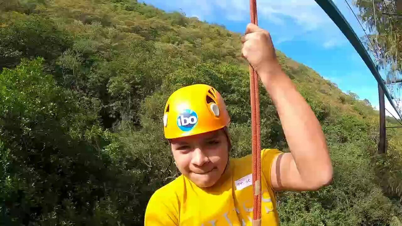 My stepson zip lining in Mexico. He made it look easier than I thought it was.  😂