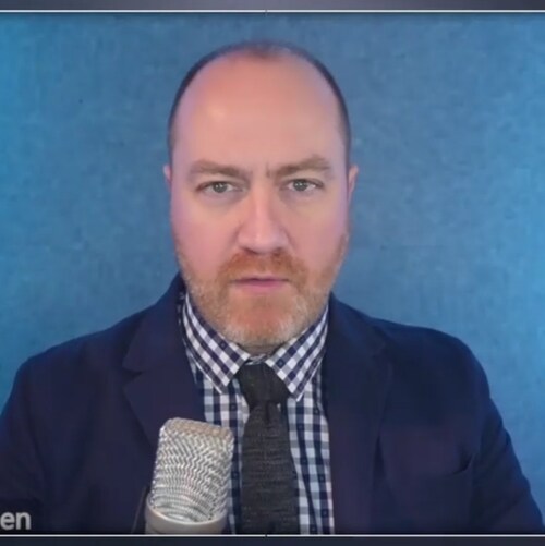 Comedian seen on GB News' newspaper review show Headliners.