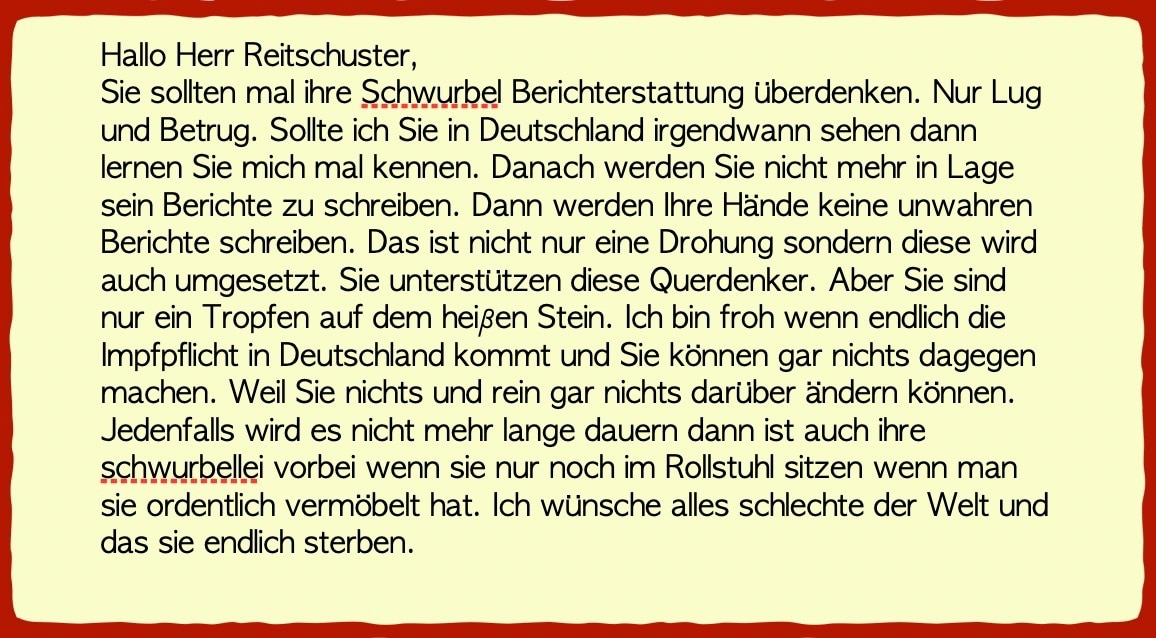 Mir tun diejenigen aufrichtig leid, die Hass und Hetze betreiben. Was sie dazu treibt, sind m.E. Ver...