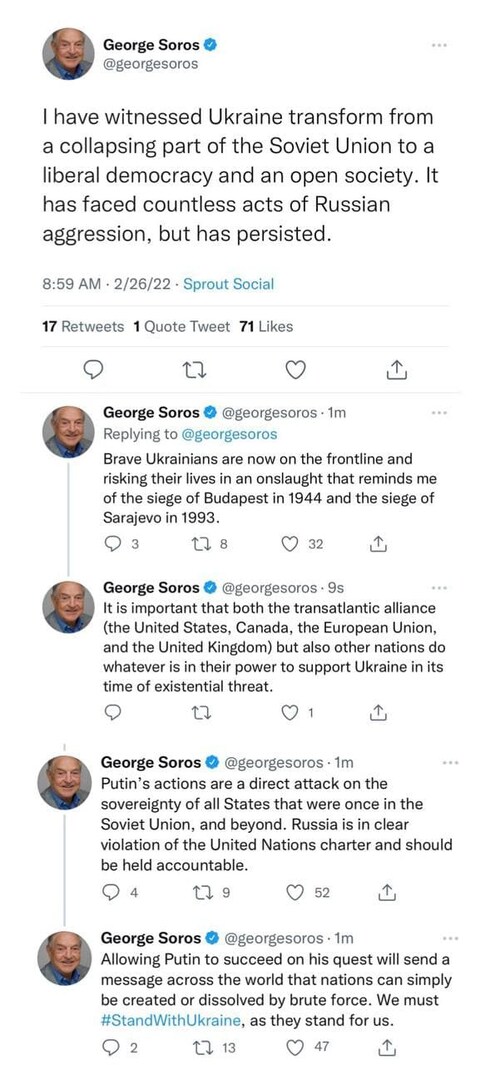 Tells you everything... George Soros stands with Ukraine.