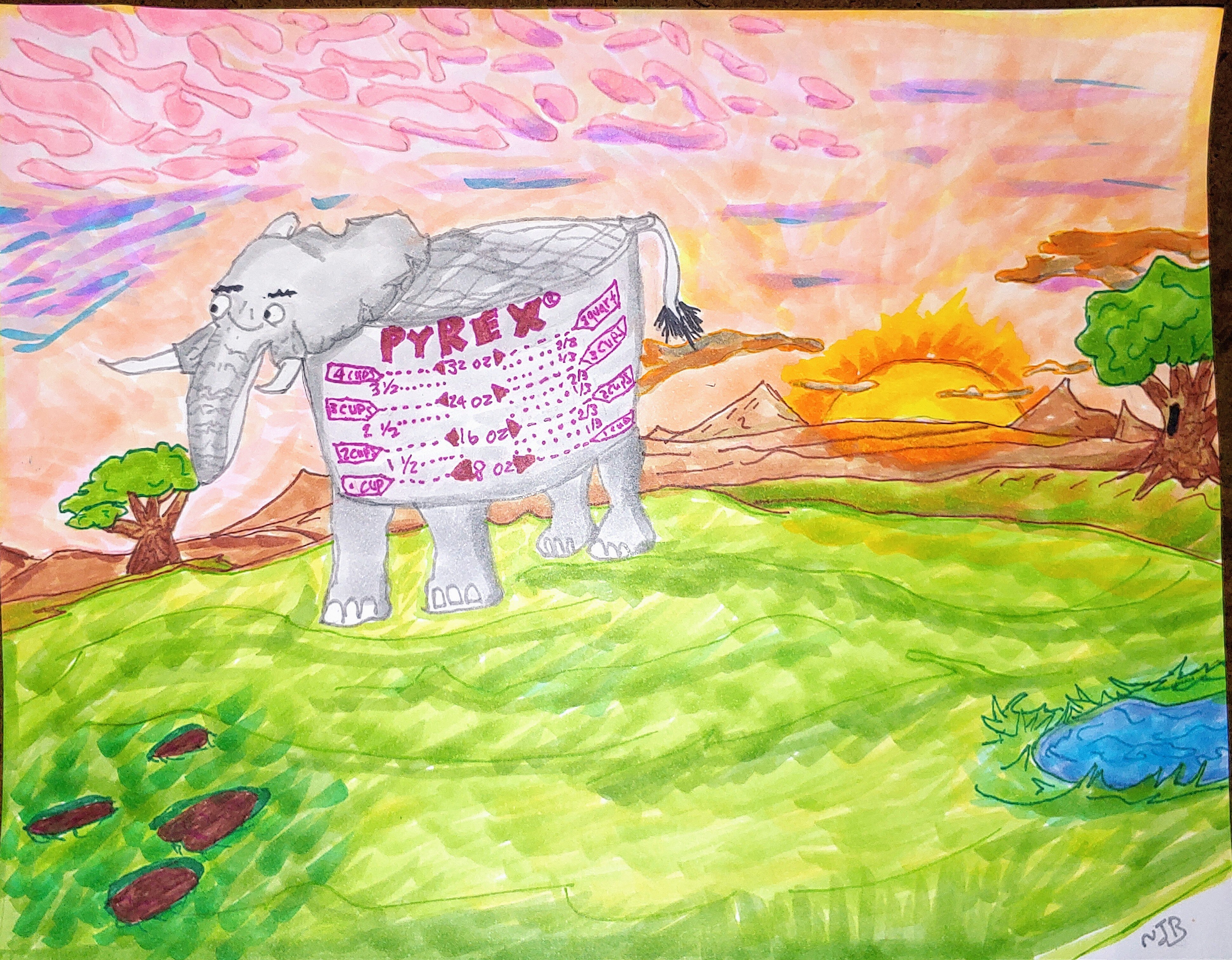 Here's a cool drawing I made.
I made this to demonstrate "surrealism" in one of my art classes.