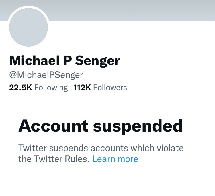 Michael Senger silenced by communist twitter 