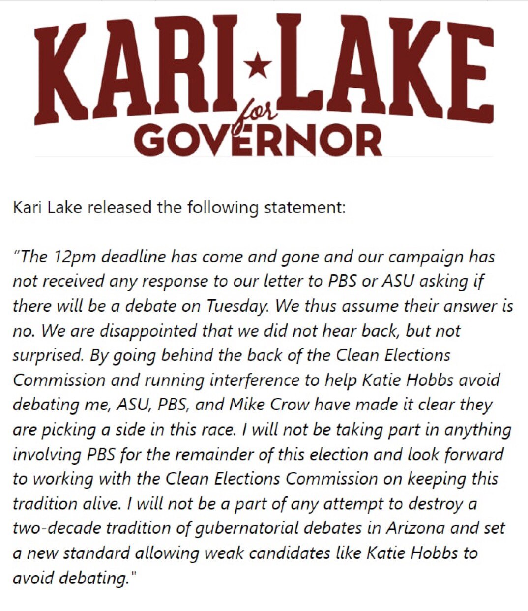 View Kari Lake's post on GETTR. Join the discussion, share your thoughts, and connect with the community.