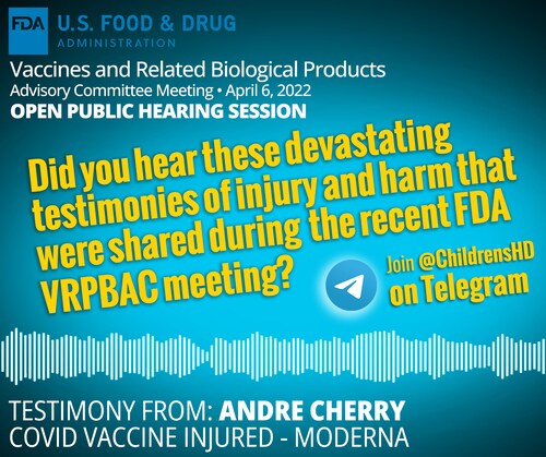 Dropping on TELEGRAM @ 7pm ET: Hear Andre Cherry’s passionate + devastating testimony about his vacc...