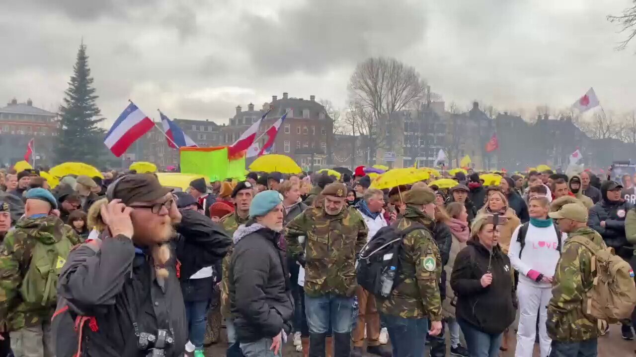 Veterans out in numbers again today in Amsterdam against covid tyranny, as seen at every protest, an...