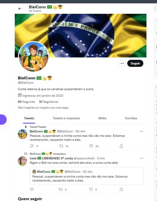 NÃO SOU EU  !!!!!

Não vou criar conta no twitter ainda, só estou no GETTR no momento, e no telegram