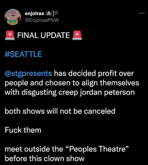 "I want people to do something other than hold a f—ng sign"

Unable to harass or threaten the Seattl...