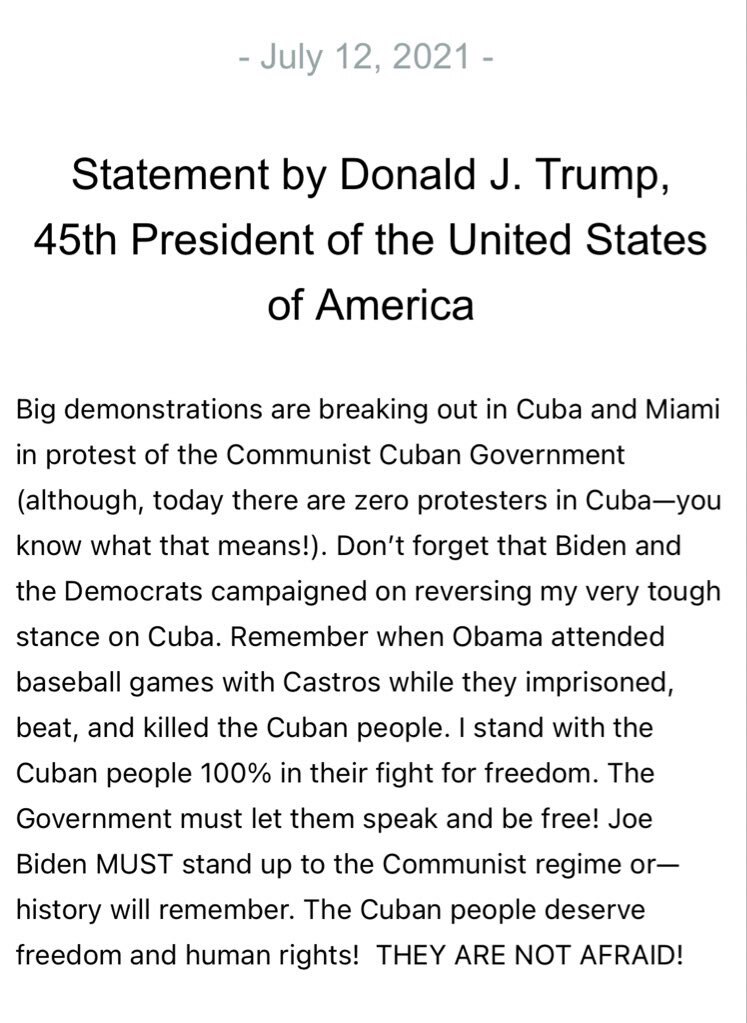 Trump comment on Cuba 