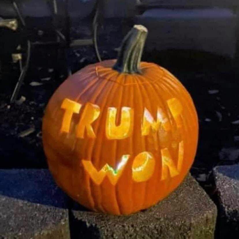 Don’t forget to carve a TRUMP WON pumpkin and put it on your porch for Halloween, and also carve a F...