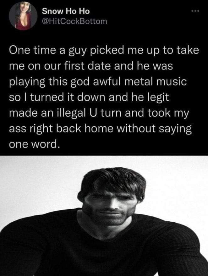 She can't stand riffs, get her out the whip! #memes #metalmusic #forlife 
