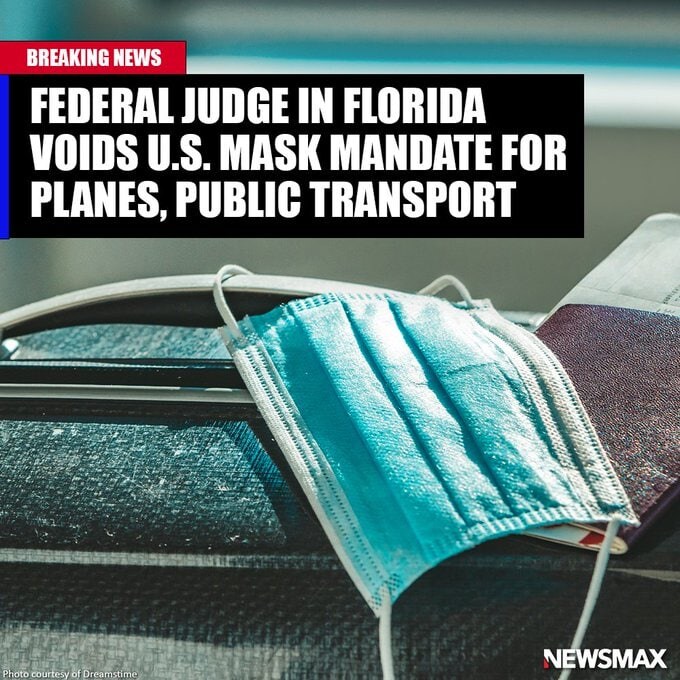 BREAKING: A federal judge in Florida has voided the national mask mandate covering airplanes and other public transportation as exceeding the authority of