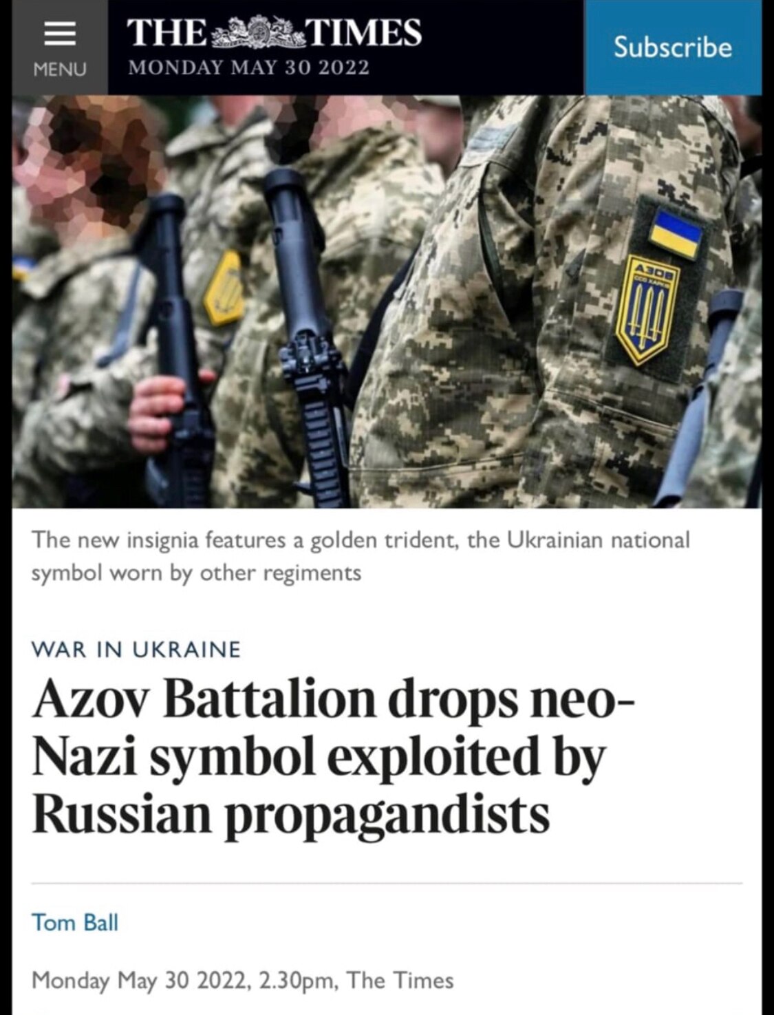 The state of this headline 🤦🏽‍♂️

SHAME on all who promoted Ukrainian Azov NAZIS & supported them,...