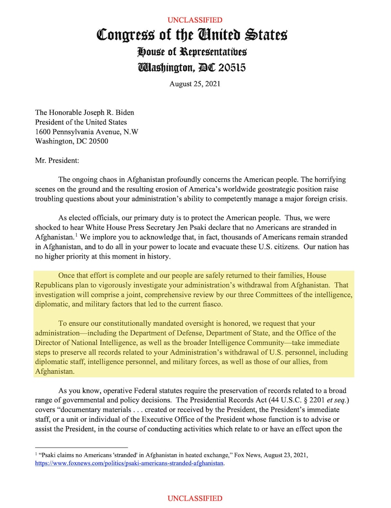 Issue: Speaker Pelosi and House Democrats have had NO hearings on the Biden Administration’s failure...