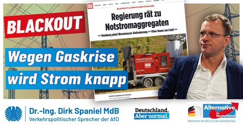 Wegen der #Gaskrise droht der #BLACKOUT!
Eingeständnis des Scheiterns der #Energiewende.

Die #Bundesregierung empfiehlt Unternehmen, sich wegen der Gaskrise mit #Notstromaggregaten einzudecken.

Demnach sollen die Aggregate mögliche #Stromausfälle kompensieren. 

+++Blackout-Angst: Regierung rät zu Notstrom-Aggregat+++
https://m.bild.de/geld/wirtschaft/wirtschaft/blackout-angst-regierung-raet-zu-notstrom-aggregat-80578316.bildMobile.html

+++Alarm aus der Bundesnetzagentur+++
https://www.tichyseinblick.de/kolumnen/knauss-kontert/bundesnetzagentur-erdgas-gau-notstromaggregate/

https://t.me/SpanielMdB/1879

https://www.facebook.com/spaniel.afd/posts/pfbid02HNzTFbkrXePKyiuQxoXDCoCWVgg5VUicGNLhvw26QDudFc4oj1yrK8Fbpj7ya39Bl