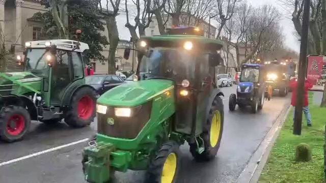 French farmers hit government buildings again today in protest against soaring gas prices eating away at their already squeezed profits.