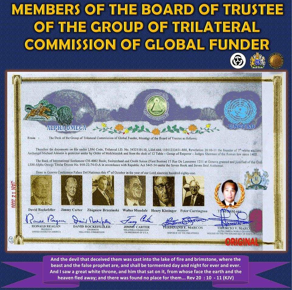 🌷 MEMBERS OF THE BOARD OF TRUSTEE OF THE GROUP OF TRILATERAL COMMISSION OF GLOBAL FUNDER (1981)

(GD) http://goo.gl/xDX3Yp

Shortlink: 
http://goo.gl/TzgggS

http://bit.ly/aowdmp 

http://bit.ly/UQoQFI

#AlphaOmegaWorld #UniversalQueenOfQueens
#changeiscoming #partnerforchange #globalcorruptionhastostop

note*: To view this photo in mobile phones, click "View Full Size" or (GD) link.
Source: GD (Google Drive)

❤🌷❤