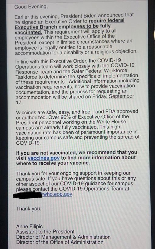 White House staff just all got this email, per official