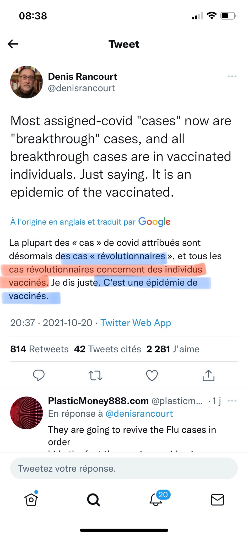 Bien saisi cher Denis Rancourt!

On va vivre une épidémie de v4cciné, appelé cas révolutionnaires!

...