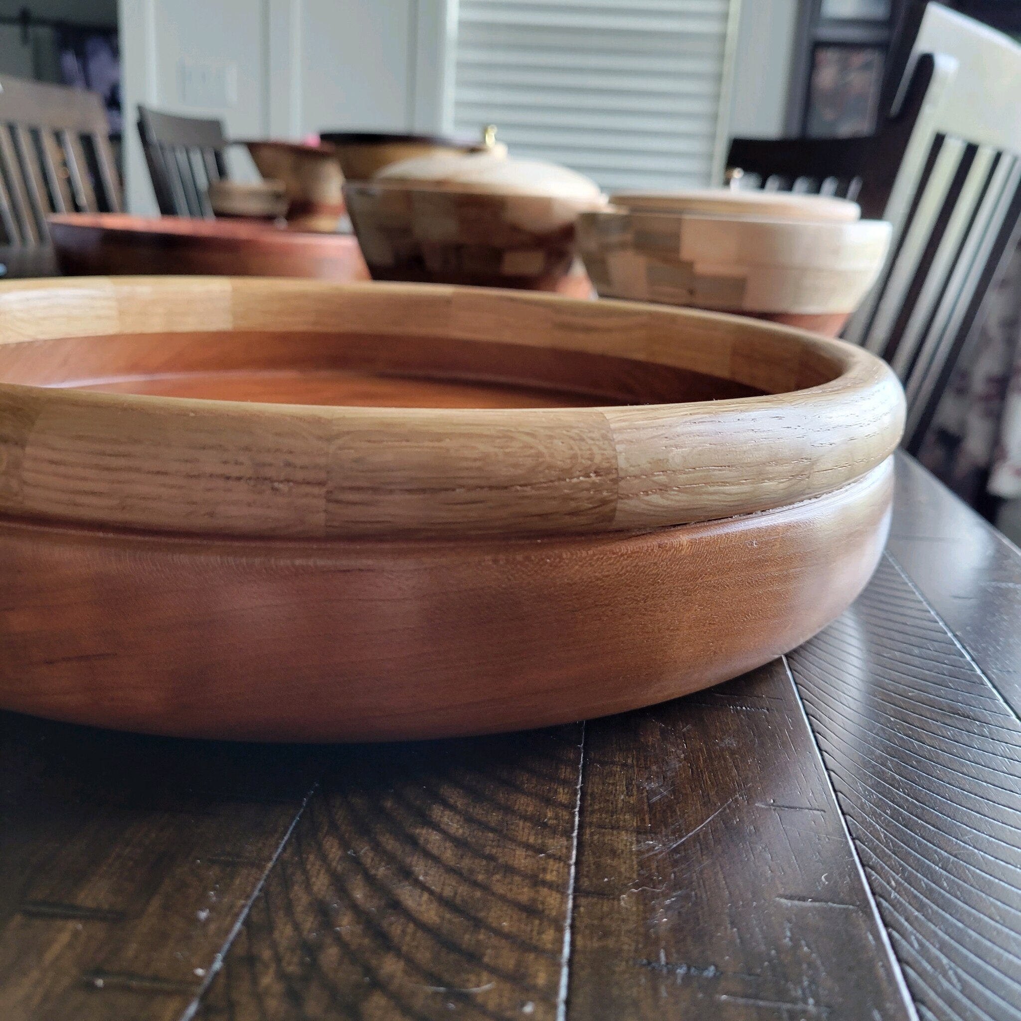 cherry and red oak nut bowl. 