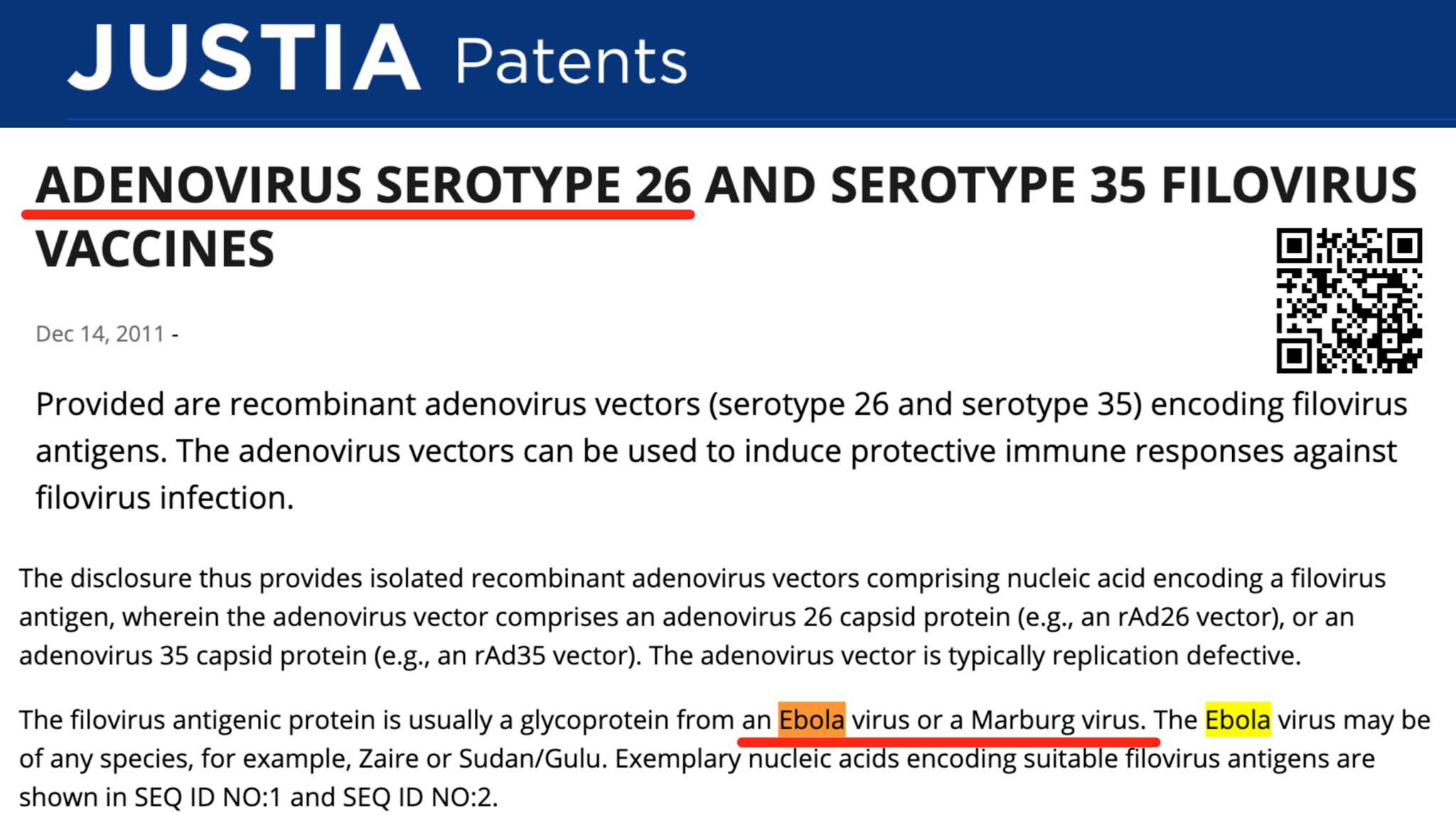 ā ļø All COVID vaccines are extremely harmful, and patents show that adenovirus-vectored COVID vaccines (J&J, CanSino, AstraZeneca, Sputnik V) are coding peopleās cells with the Ebola and Marburg chimeric proteins. The vaxxed might have lifelong disabilities while their cells continuously replicate with the synthetic genetic sequences of Ebola and Marburg until it kills them.
According to Mr. Miles Guoās intelligence, the CCP will release a new virus called āHemorrhagic fever virusā which is highly toxic with high death rate & no incubation period, with bleeding from oneās mouth, nose, eyes, ears and rectum. Such symptoms are very similar to the symptoms of Ebola & Marburg virus.
https://gettr.com/post/pc36ln05b0
Are they creating the next āpandemicā with COVID jabs?