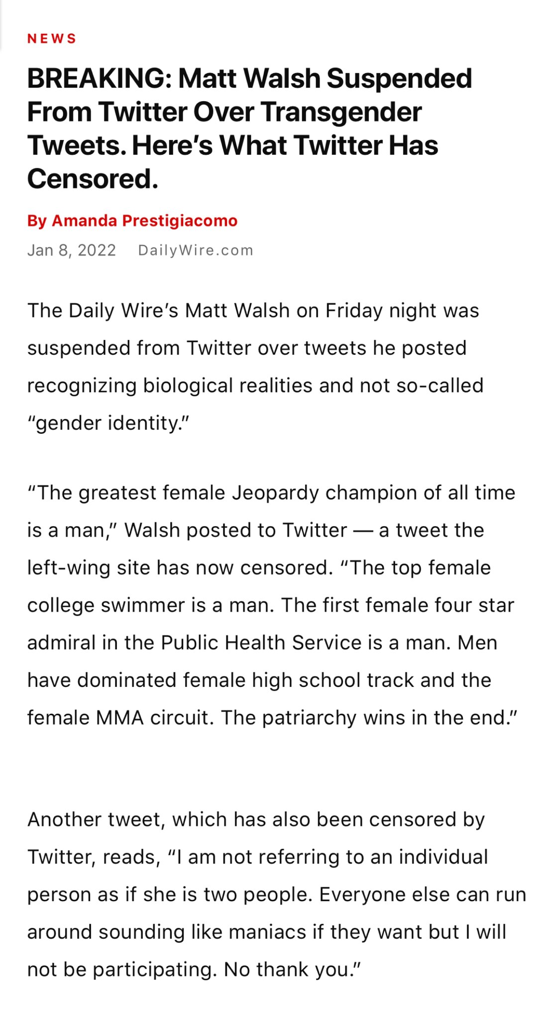 Communism aka The Left, is ruining society, demonising biological women’s rights and eroding logic bit by bit everyday. Don’t let them. Hold the line. Amplify Matt’s sane voice in this culture war. 