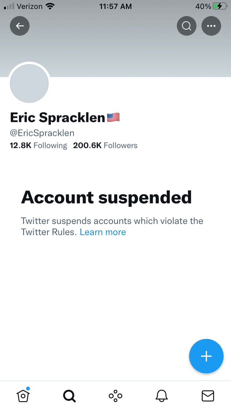 @EricSpracklen- social media/comms director of @JamesOKeefeIII @Project_Veritas has just been banned...