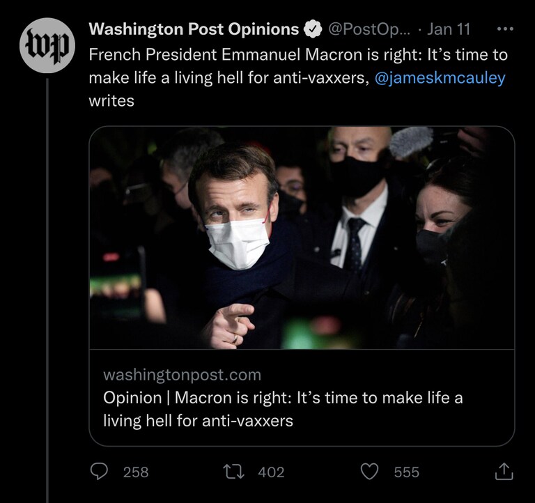 Macron is trying to make the case for being the worst leader in the world, up there with Biden and Trudeau