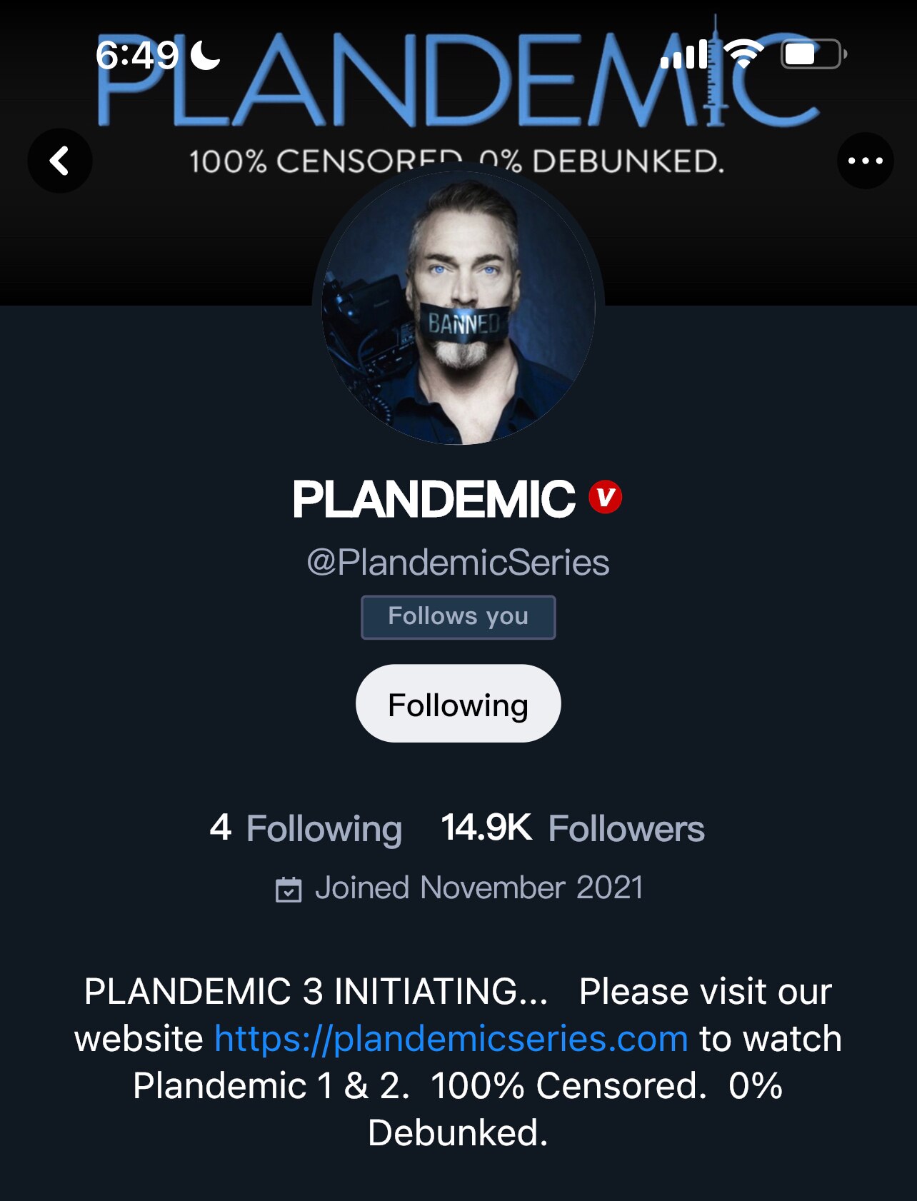 Come on people, there is NO WAY that I should have the same amount of followers as the Plandemic cha...