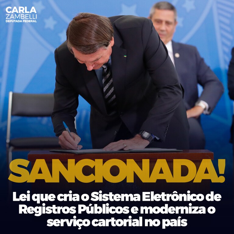Sancionada lei que cria o Sistema Eletrônico de Registros Públicos. A modernização dos serviços de cartórios de registros públicos e traz impactos na reduç