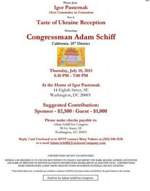 Did You Know?

Ukrainian arms dealer Igor Pasternak held 2 fundraisers for Adam Schiff in 2013